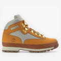 METRO Timberland Euro Hiker Mid wheat leather and grey textile hiking boots with lace-up closure and lug sole.
