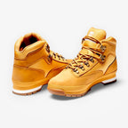 METRO Timberland Euro Hiker Mid boots in wheat nubuck leather and CORDURA fabric with a rugged rubber lug outsole.