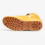 METRO Timberland Euro Hiker Mid boot in wheat nubuck, showing the durable rubber lug outsole and tread pattern.