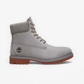 METRO Timberland Premium 6-inch waterproof boot in medium grey nubuck leather with a durable rubber lug sole.
