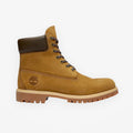 METRO Timberland Premium 6-Inch waterproof boot in olive nubuck leather with a dark brown padded collar and lug sole.