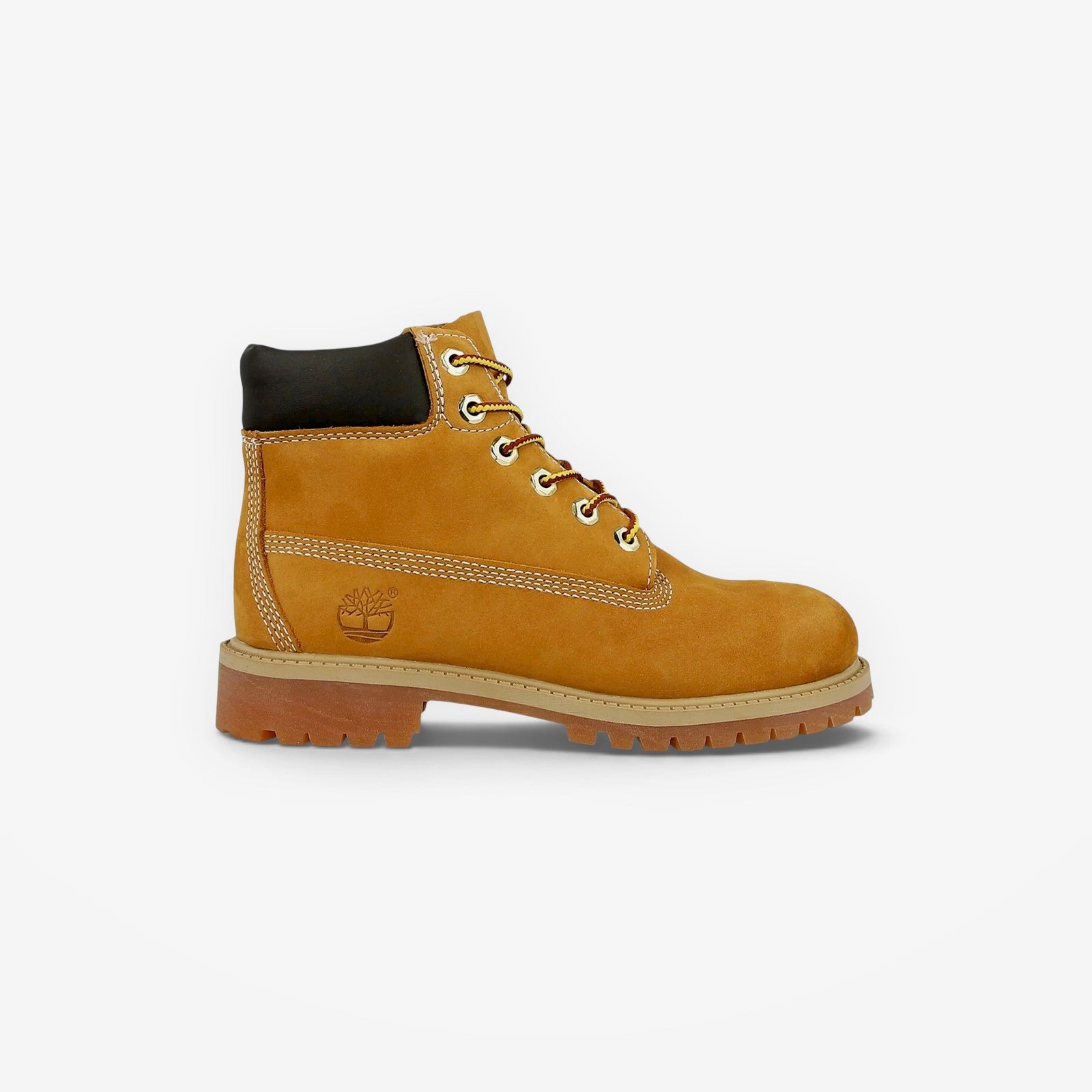 METRO Timberland Premium 6-Inch wheat nubuck leather boots for preschool kids with a padded collar and lug sole