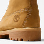 METRO Timberland Premium 6-Inch waterproof boot in wheat leather with signature logo and durable rubber lug sole