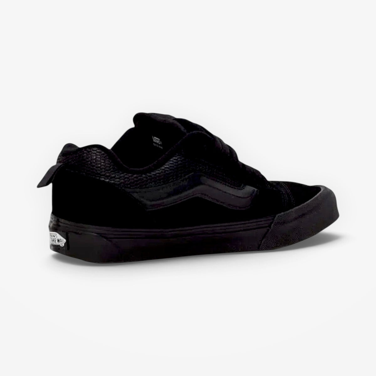 METRO Vans Knu Skool black low-top skate shoe with suede and canvas upper and signature side stripe