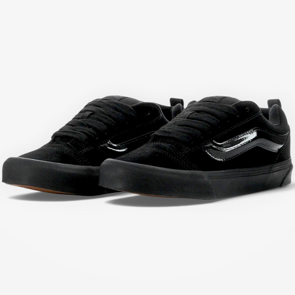 METRO Vans Knu Skool sneakers in all-black suede and canvas with signature side stripe and padded collar