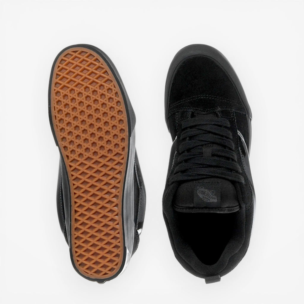 METRO Vans Knu Skool black suede and canvas skate shoes with signature Sidestripe and waffle sole.