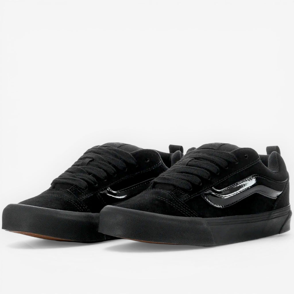 METRO Vans Knu Skool black suede and canvas skate shoes with padded collar and waffle outsole.