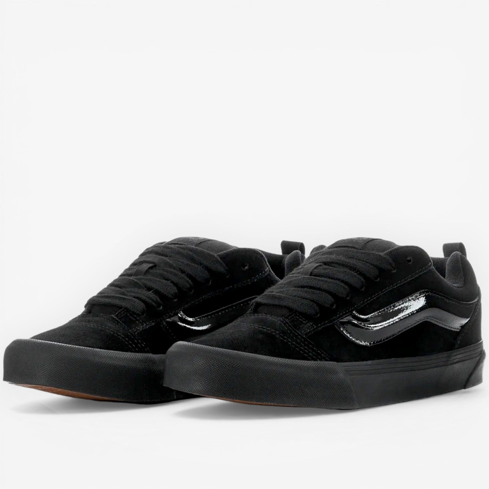METRO Vans Knu Skool black suede and canvas skate shoes with padded collar and waffle outsole.