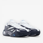METRO Reebok Angel Reese 1 basketball shoes in navy, white, and peri blue with mesh upper and supportive overlays.