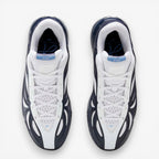 METRO Reebok Angel Reese 1 basketball shoes in navy, white, and peri blue with mesh upper and supportive overlays.