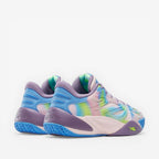 METRO Reebok Angel Reese 1 kids sneakers in atomic aqua, dream purple, and peri blue. Features a tie-dye pattern, TPU exoskeleton, and rubber outsole.